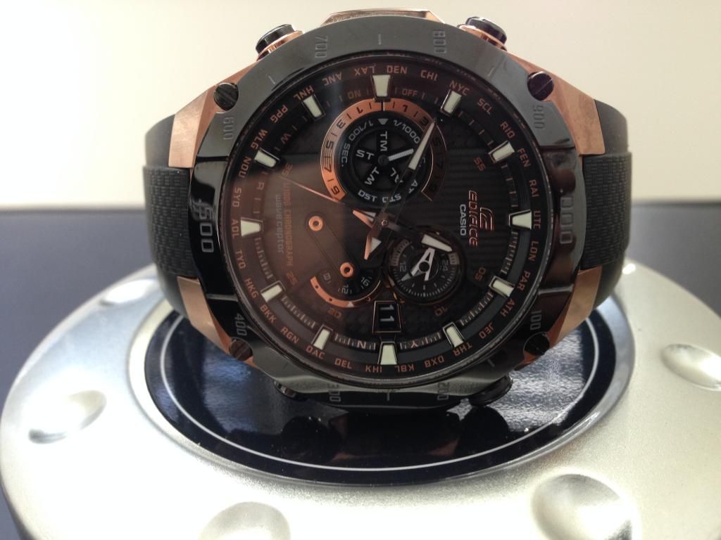 edifice black and rose gold