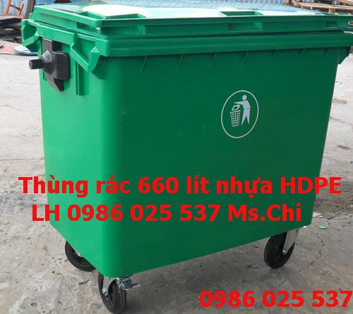 Thùng rác sinh hoạt 120 lít, thùng rác hóa chất thùng chứa rác 660 lít 0986 025