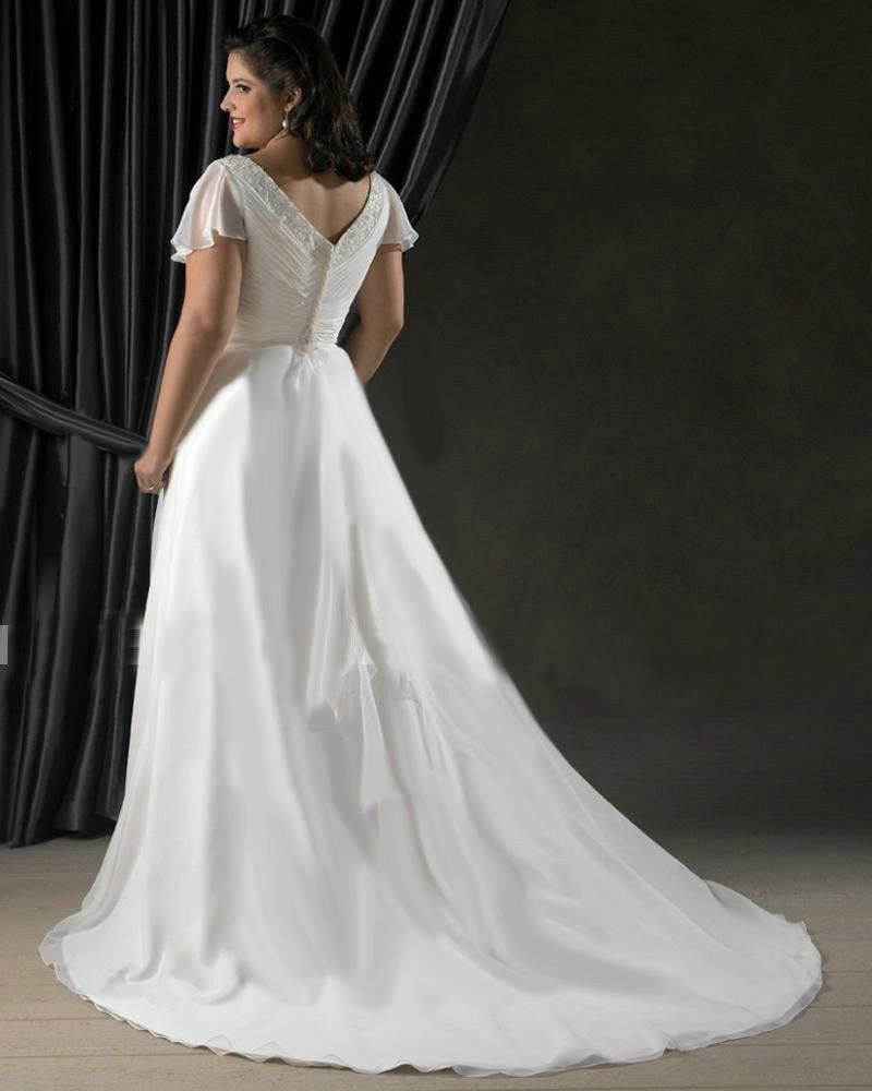 White Ivory Wedding Dresses Chiffon Bridal Gowns Custom Plus Size 18 20