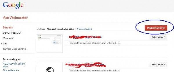 tambahkan situsmu menambahkan situs blog di webmaster tool