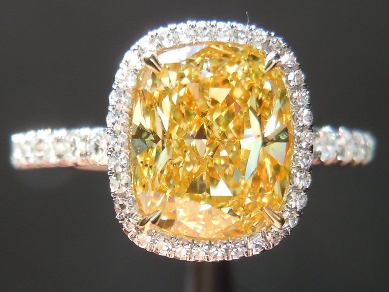 yellow halo diamond ring