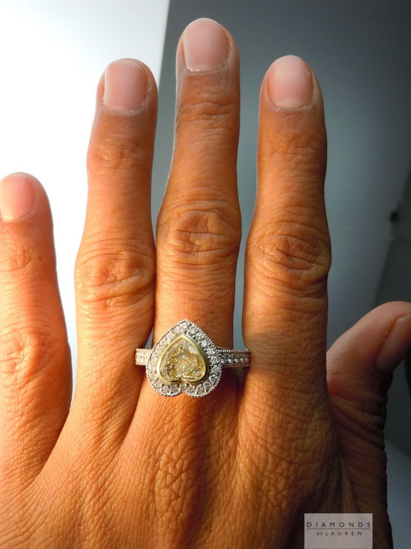 yellow heart shape diamond ring