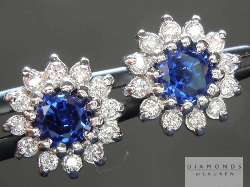 blue sapphire and diamond earrings