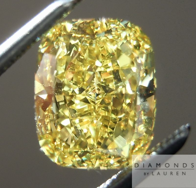 fancy vivid yellow cushion cut diamond