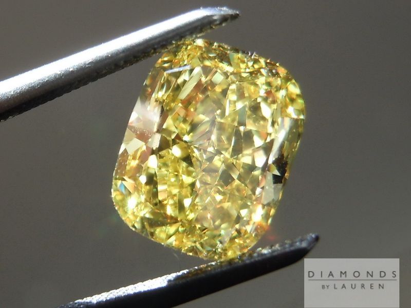 fancy vivid yellow cushion cut diamond