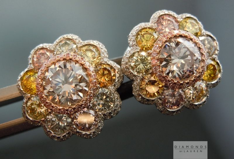 faint pink diamond earrings