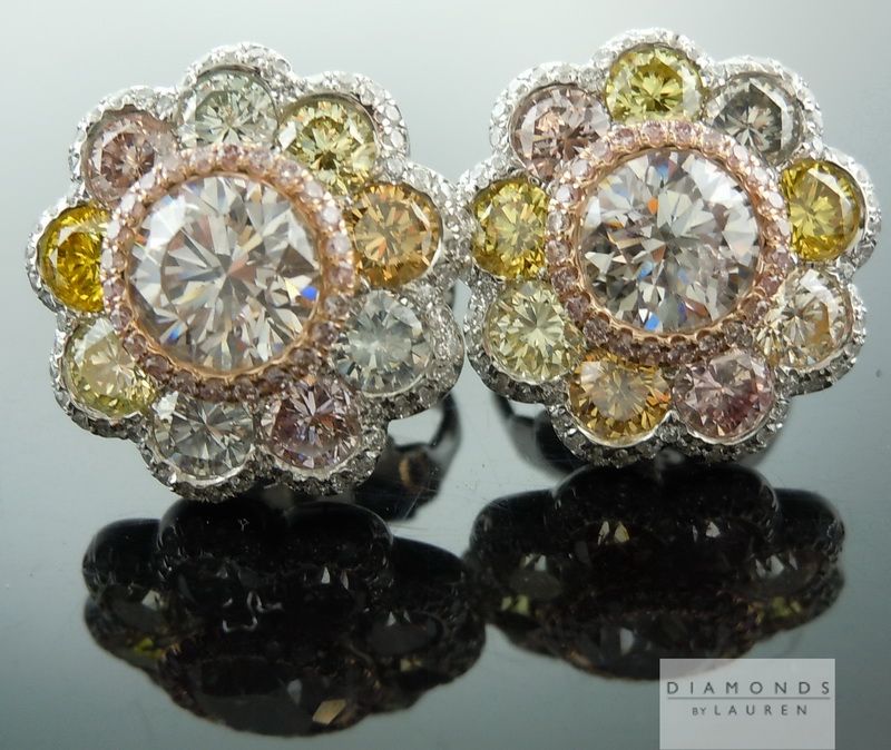 faint pink diamond earrings