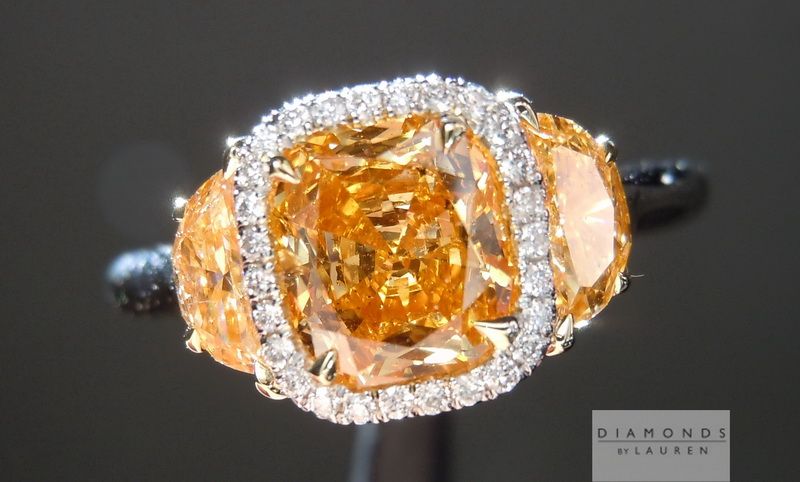 natural orange diamond ring