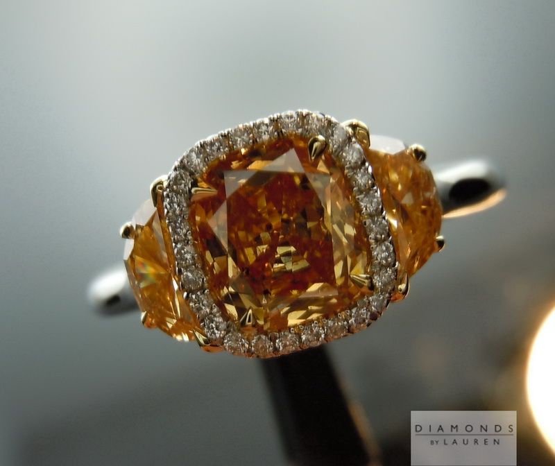 orange diamond halo ring