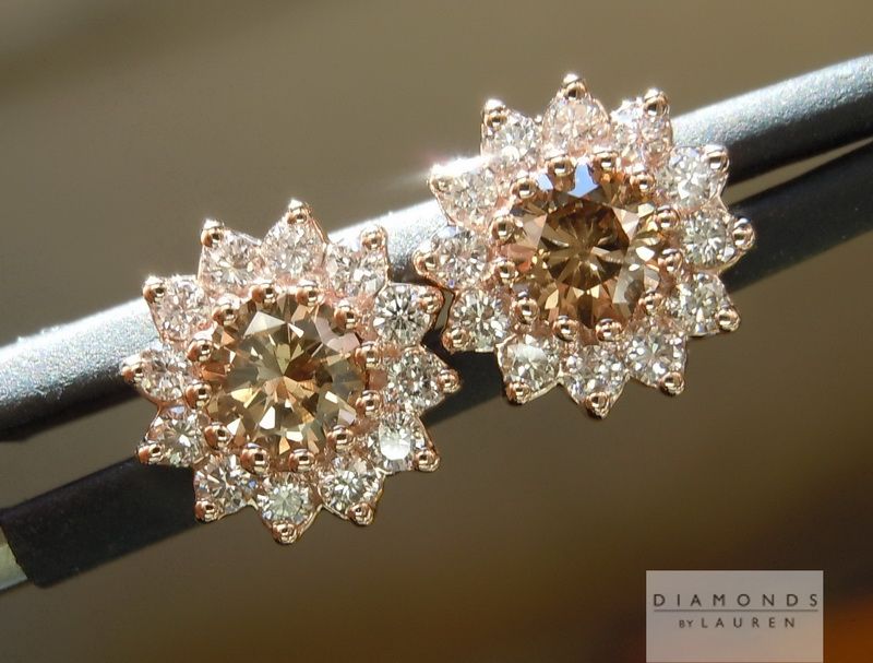 fancy yellowish brown diamond earrings