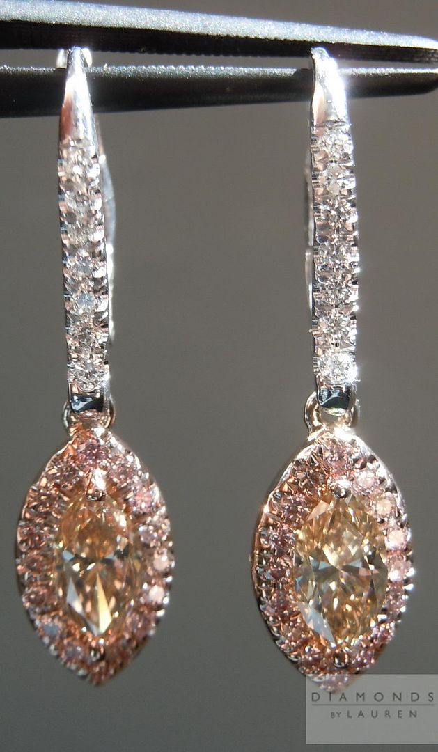 yellow and pink diamond earrings