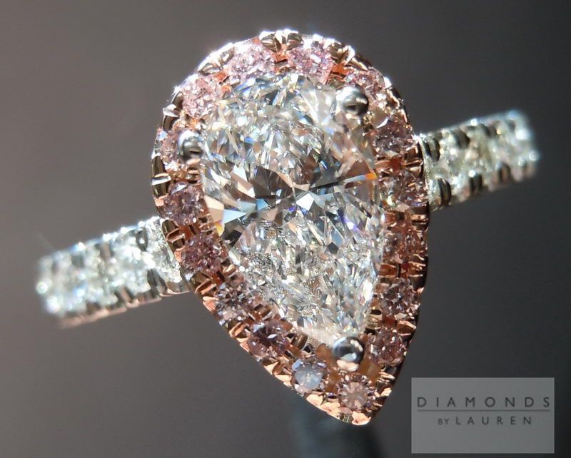 halo diamond ring with pink diamonds