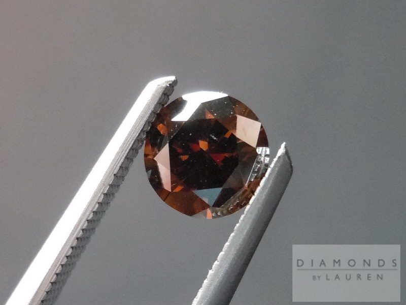 deep orange brown diamond round brilliant diamond