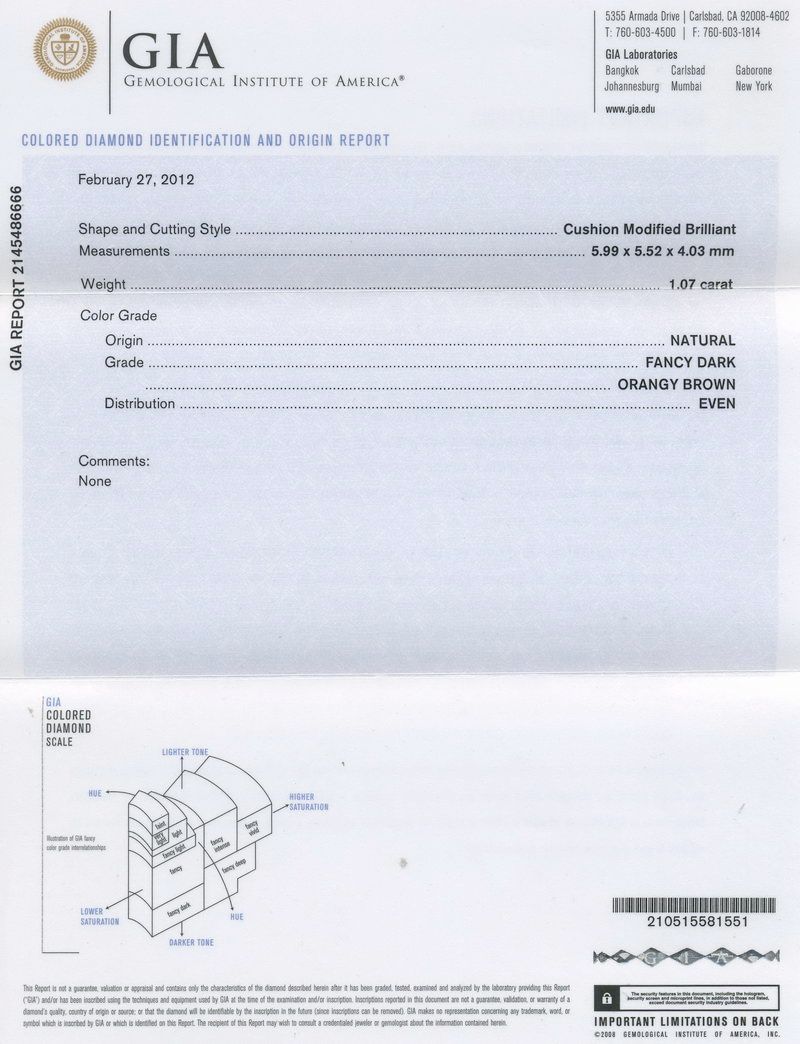 GIA Colored Diamond Identification and Origin Report gia report