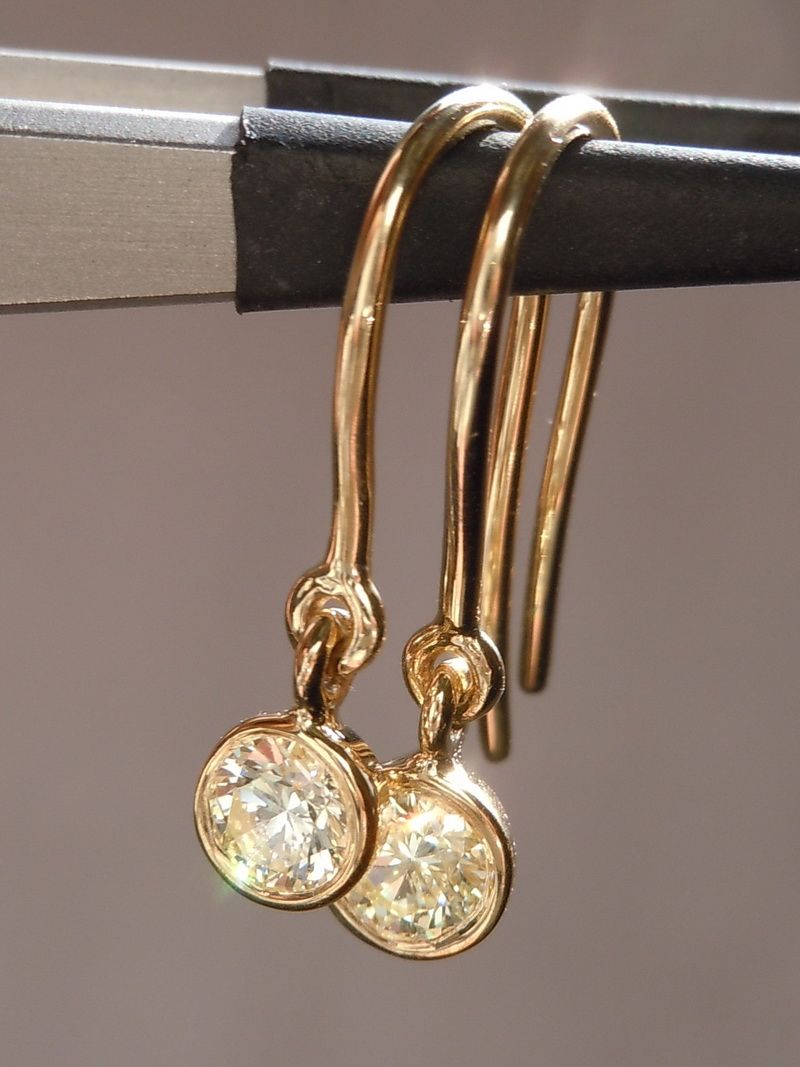 bezel set yellow diamond earring