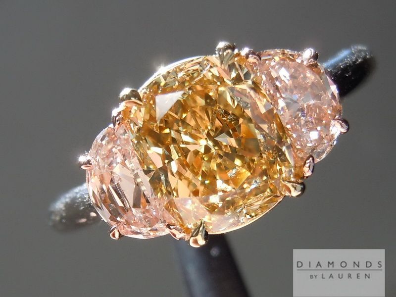 Pink diamond ring in yellow gold