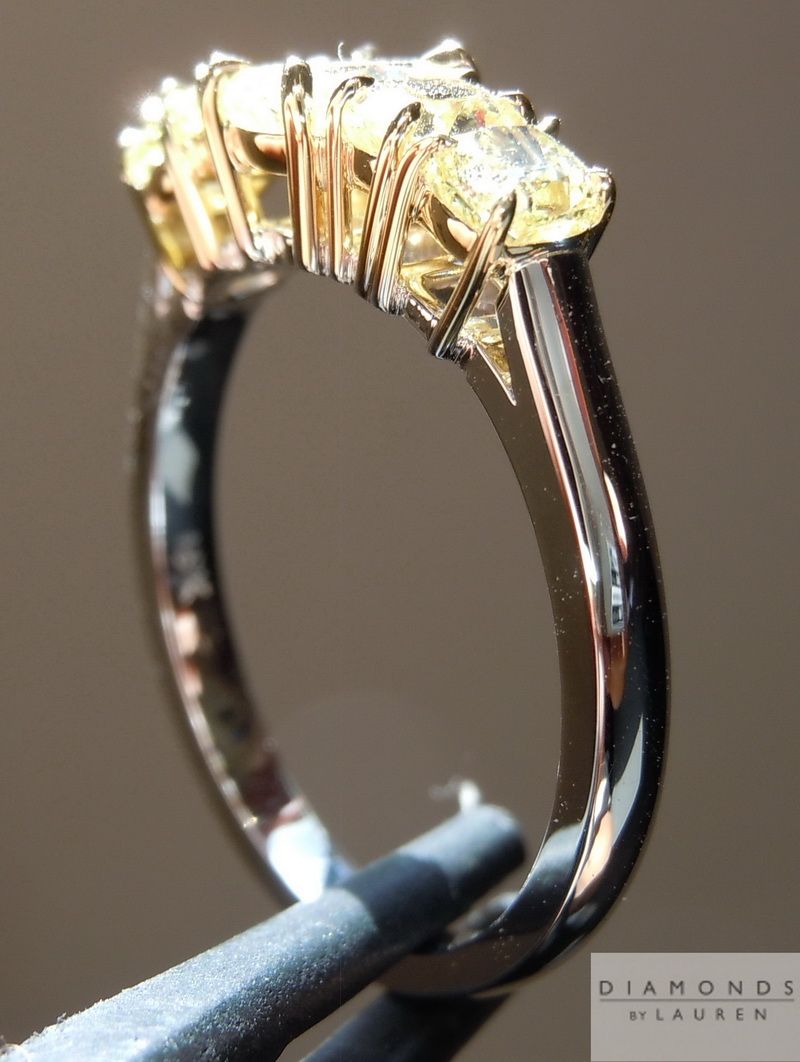 yellow five stone diamond ring