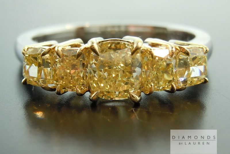 yellow diamond five stone ring