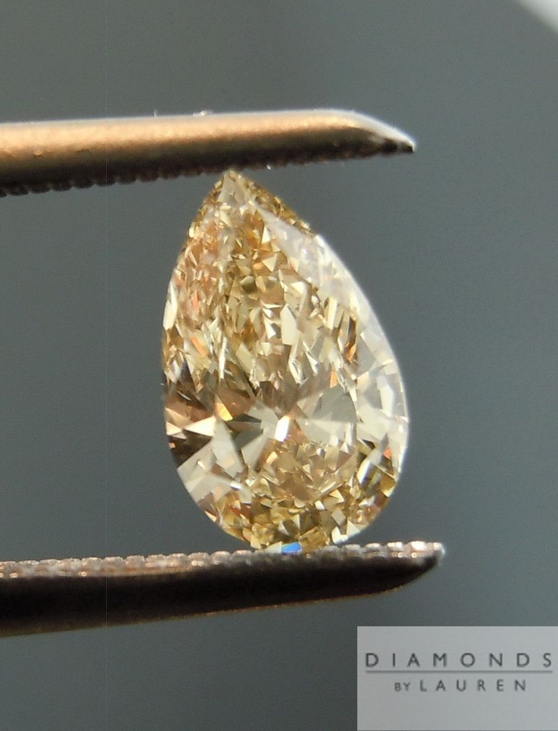 yellow brown pear shape diamond