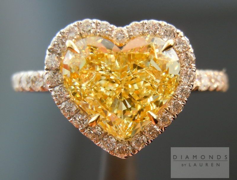 yellow heart halo diamond ring