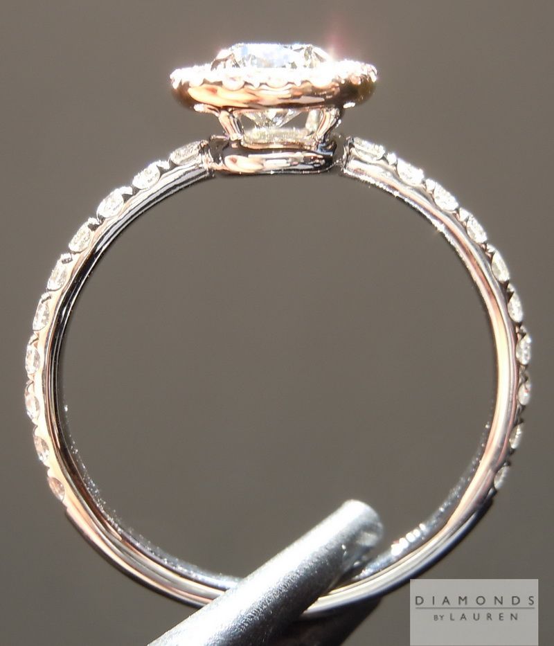 hand forged diamond halo ring