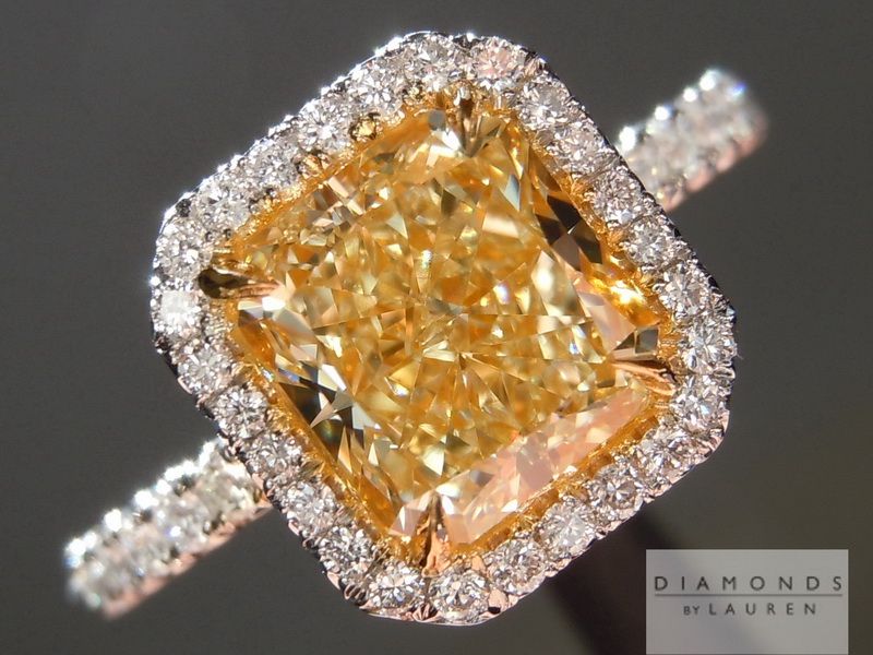 yellow diamond halo diamond ring