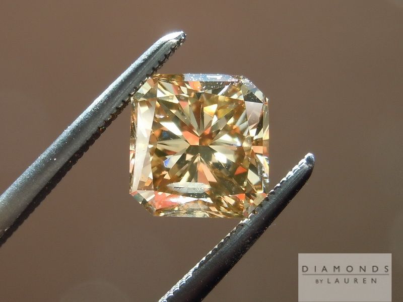 fancy yellow brown radiant cut diamond