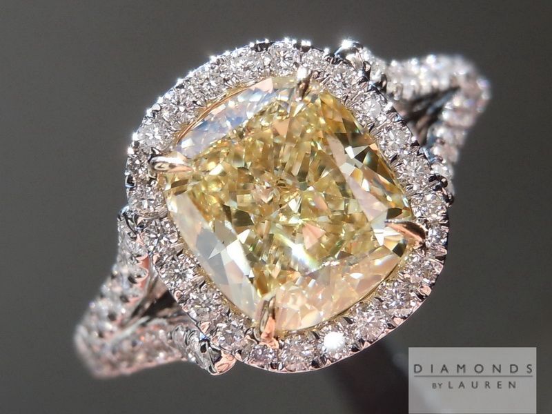 gia u-v, natural light yellow diamond ring