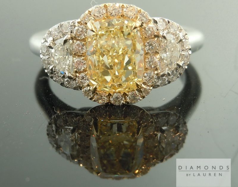 three stone halo diamond ring