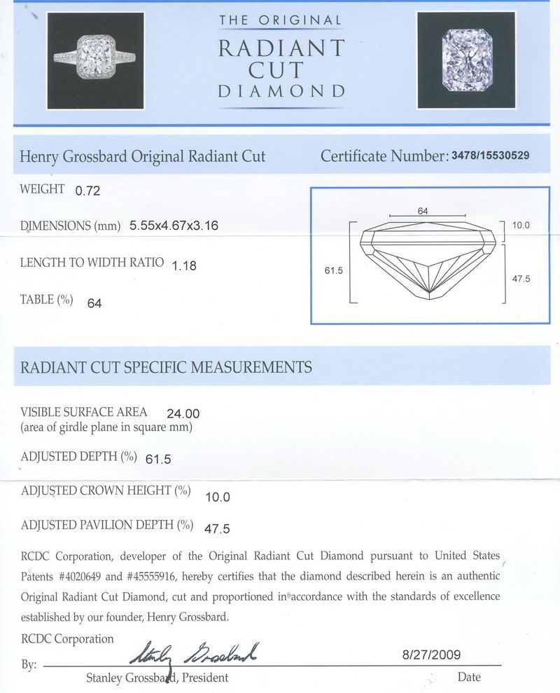The Original Radiant Cut Diamond Certificate original radiant cut certificate