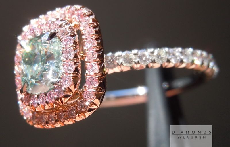 pink diamond halo diamond ring