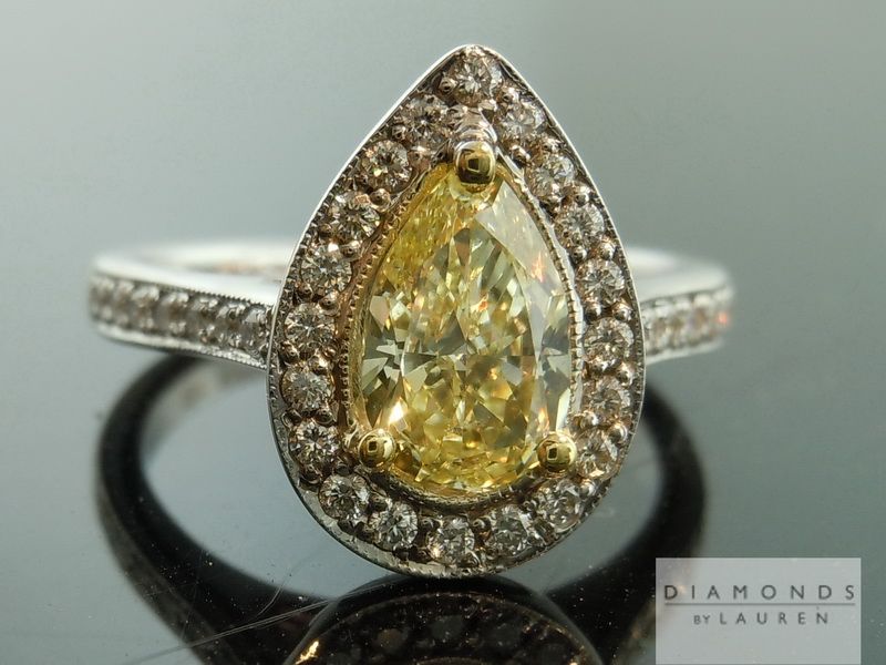 yellow pear shape diamond ring