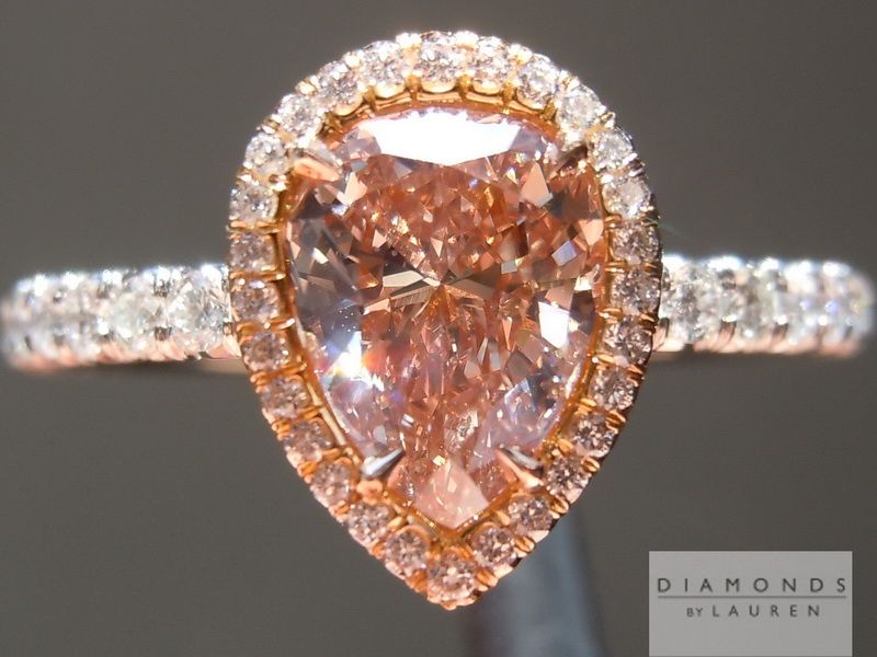 pink pear shape diamond ring