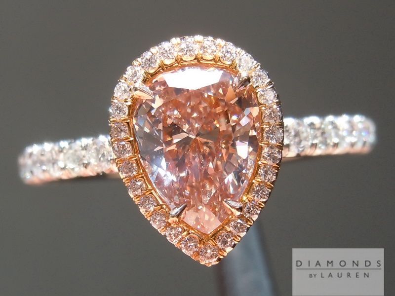 pink pear shape diamond ring