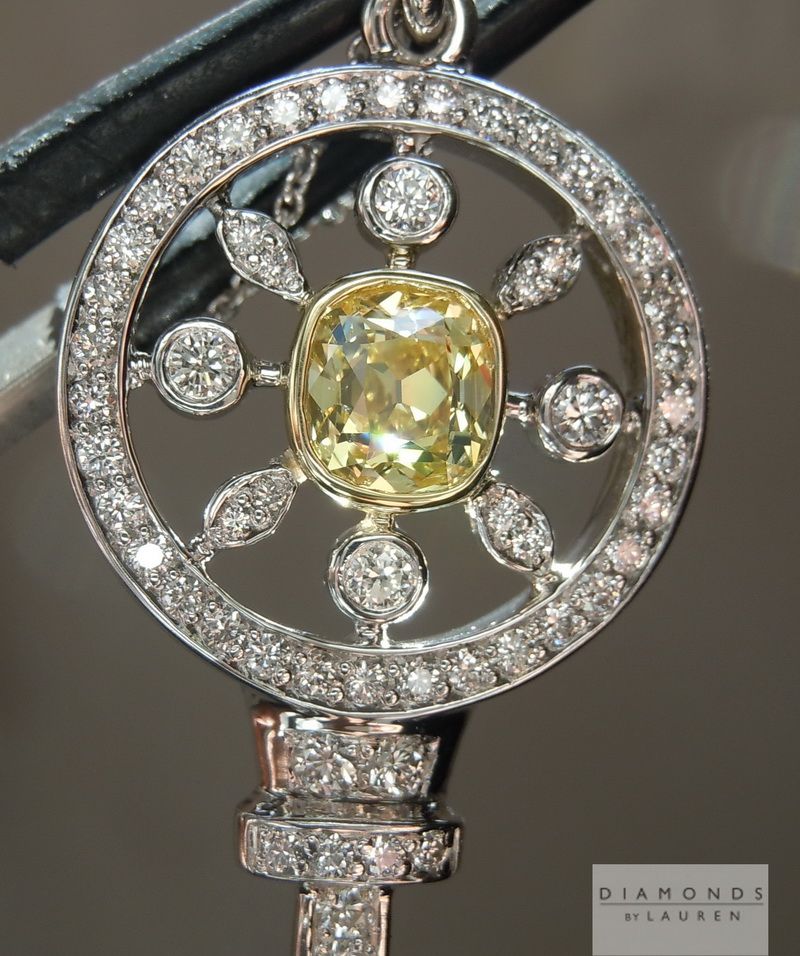 yellow diamond key pendant
