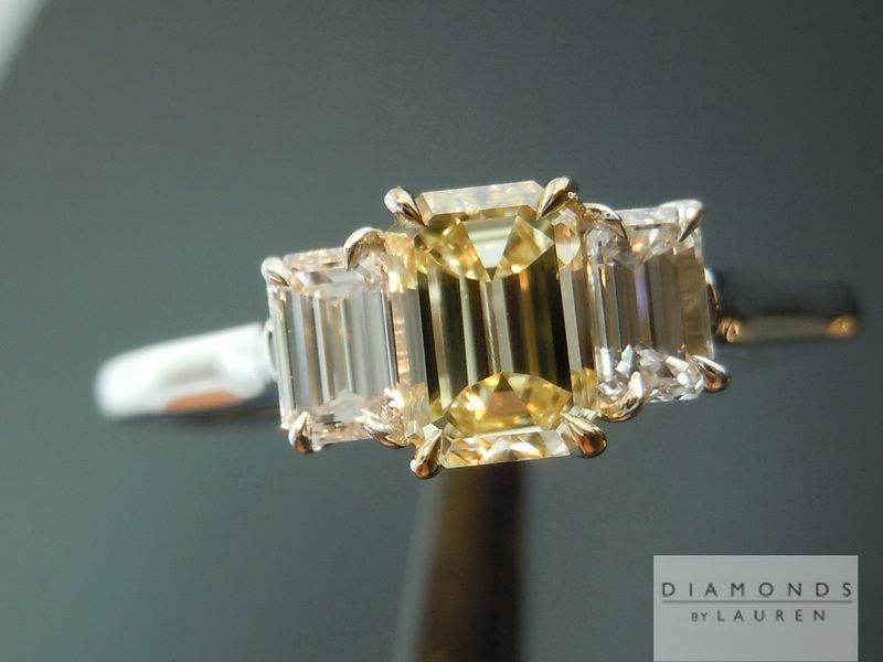 fancy light yellow emerald cut diamond