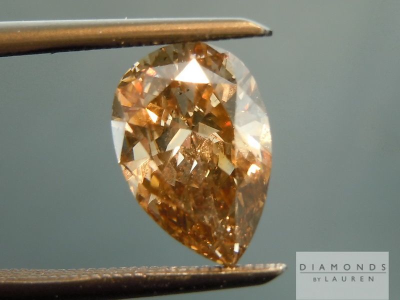 yellow brown pear shape diamond
