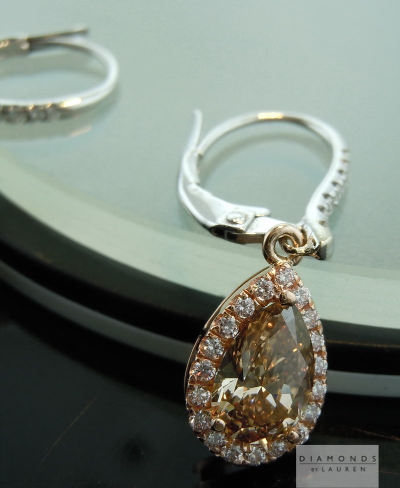 diamond halo dangle earrings