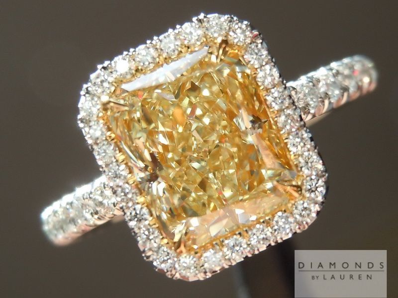 fancy light yellow diamond halo ring
