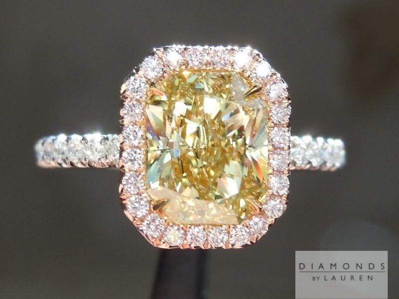 natural greenish diamond halo ring