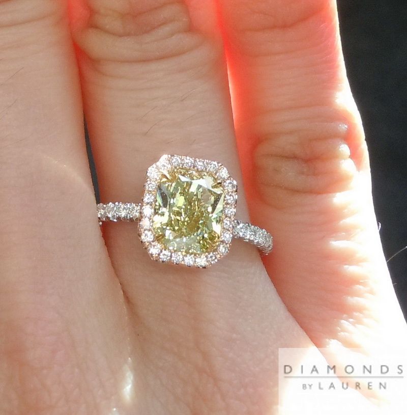 green diamond halo ring
