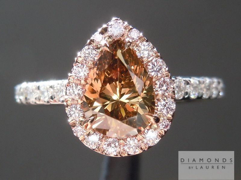 brown diamond halo ring
