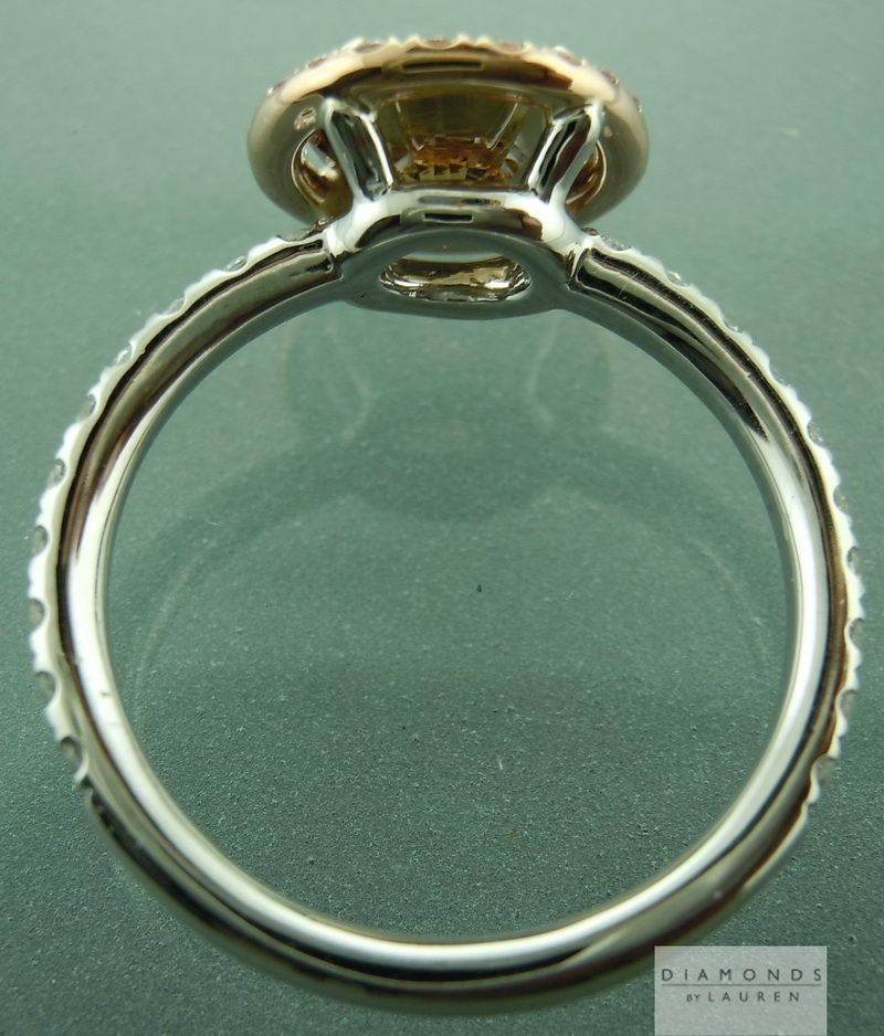 brown round brilliant diamond halo ring