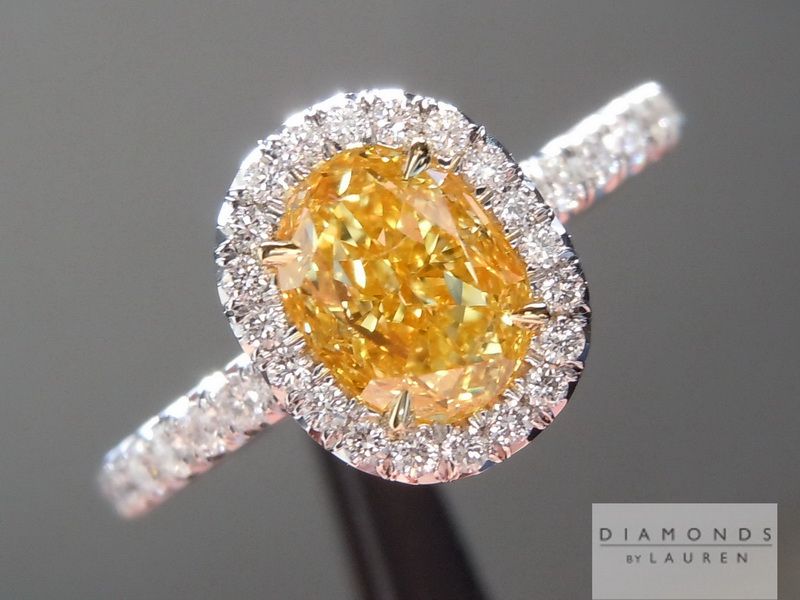intense yellow diamond halo ring
