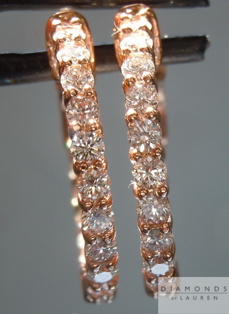 rose gold colorless diamond earrings