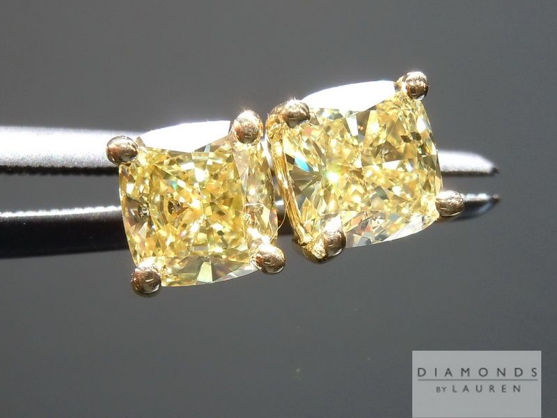fancy intense yellow diamond earrings
