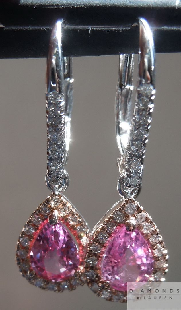 pink sapphire diamond halo earrings