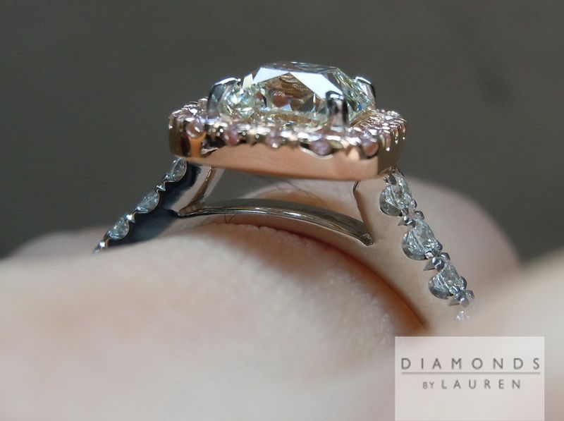 pink diamond halo ring
