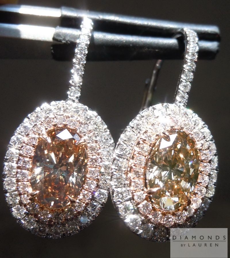 brown diamond halo earrings