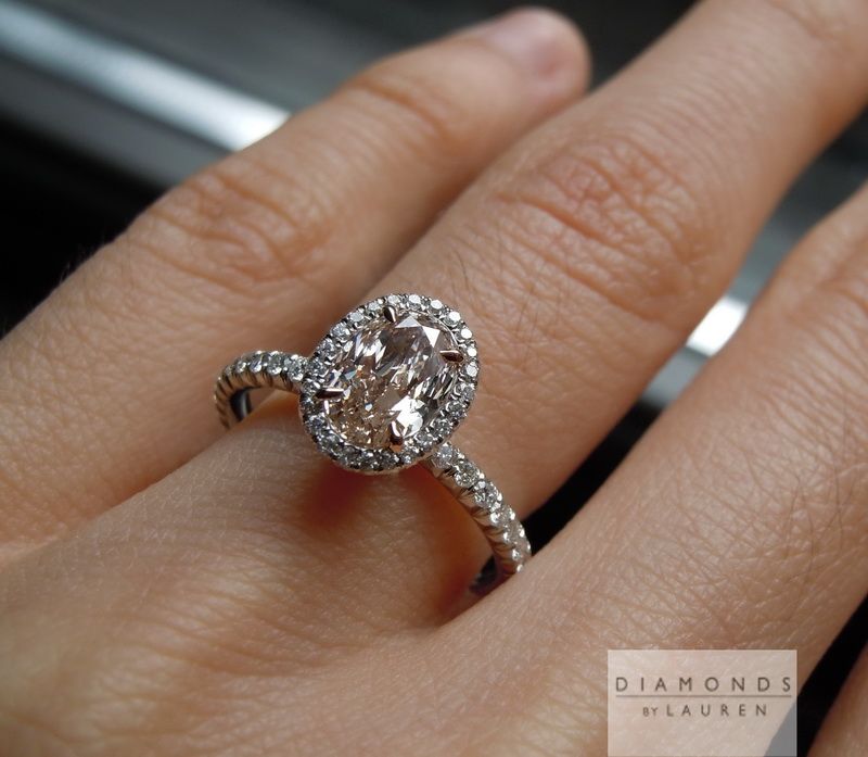 pink diamond halo ring